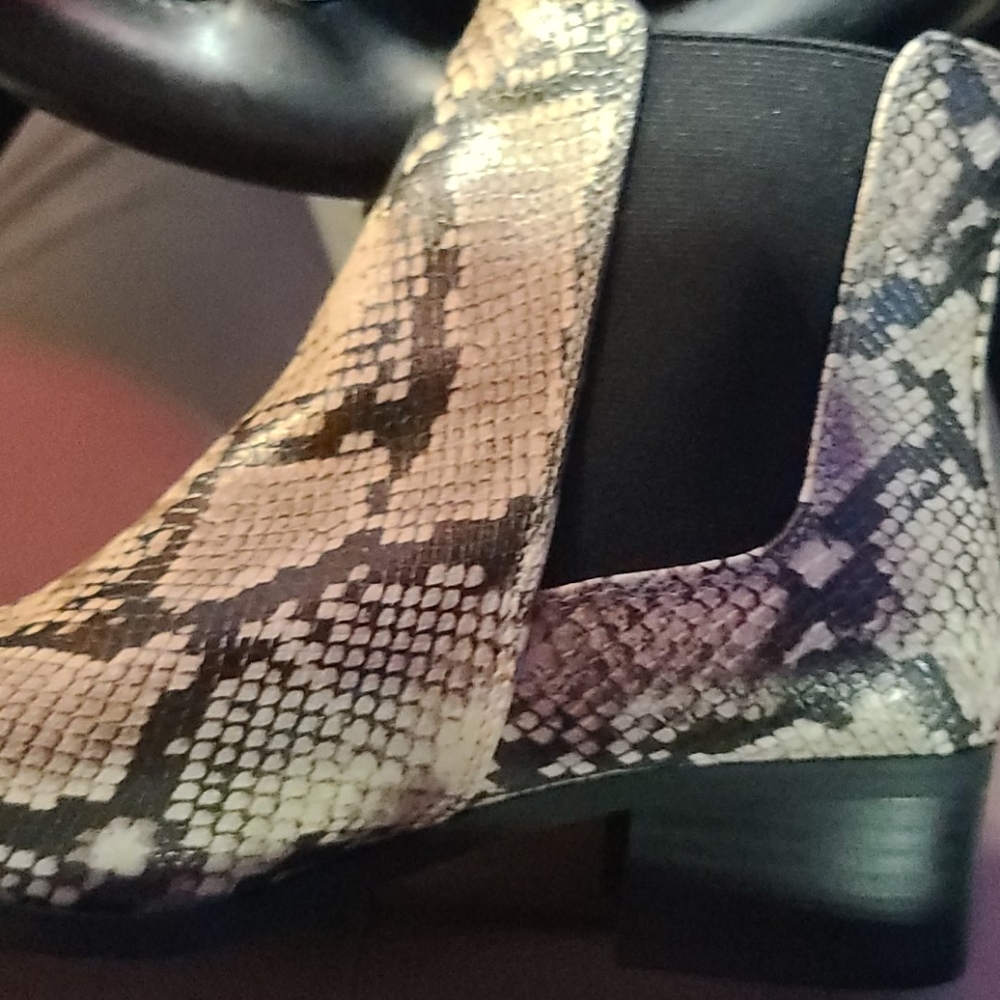 White  snake skin ankle boots